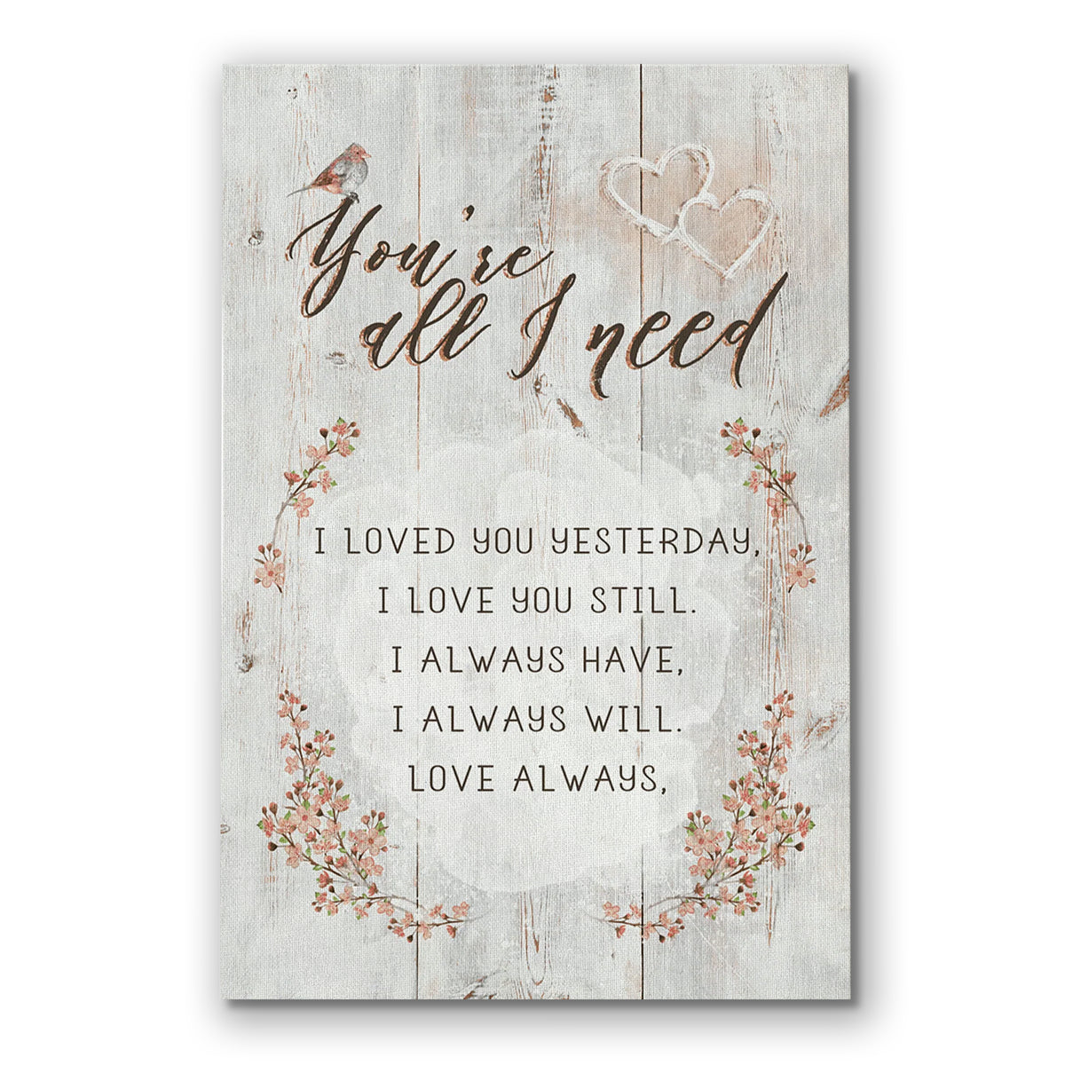 Personalized You're All I Need Canvas – Custom Names Floral Couple