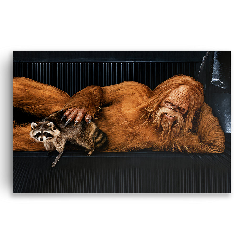 Funny Raccoons In The Den Canvas – Quirky Animal Wall Art
