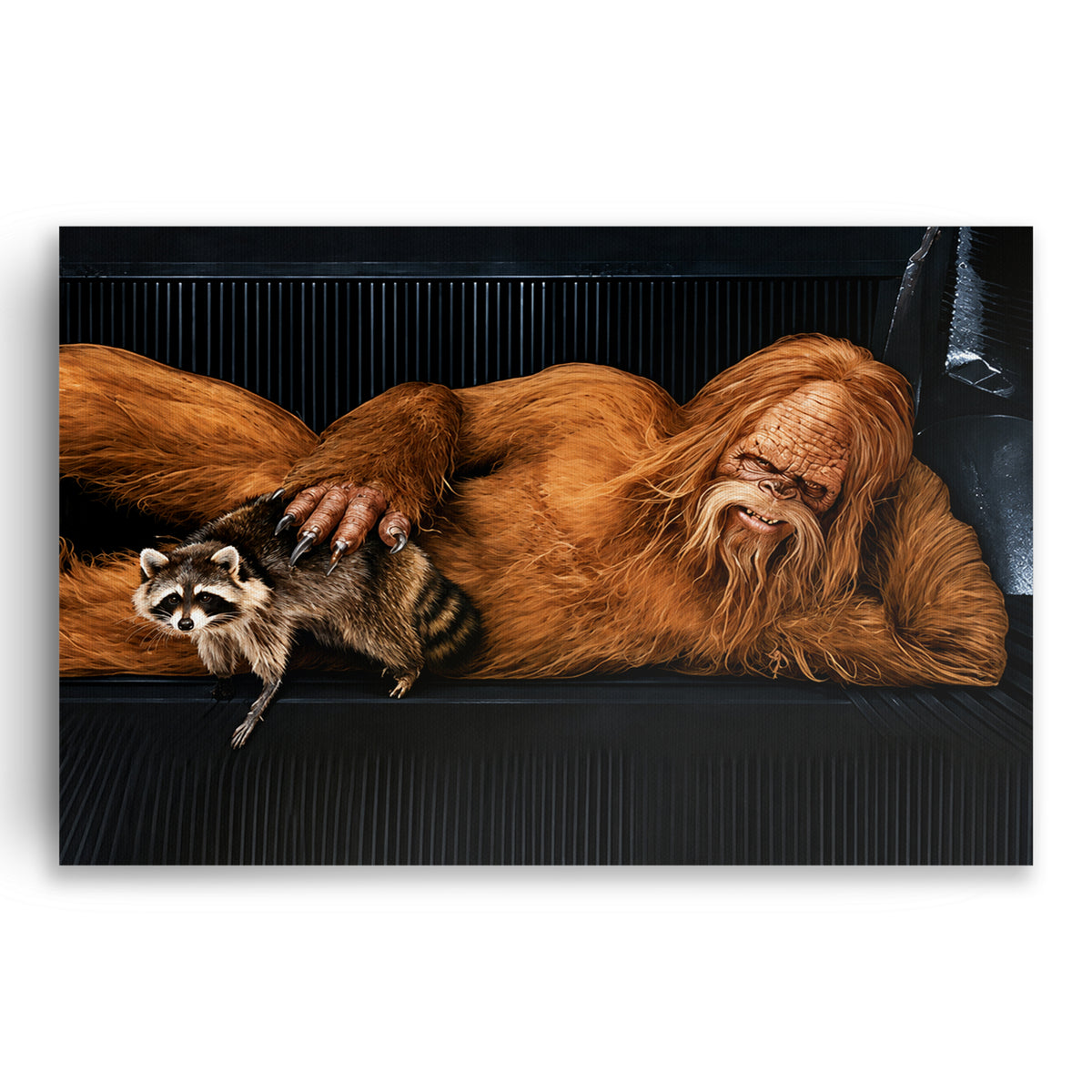 Funny Raccoons In The Den Canvas – Quirky Animal Wall Art