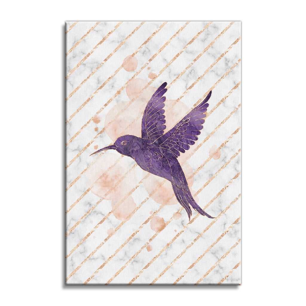 Purple Hummingbird Canvas Wall Art – Minimal Bird Wall Decor