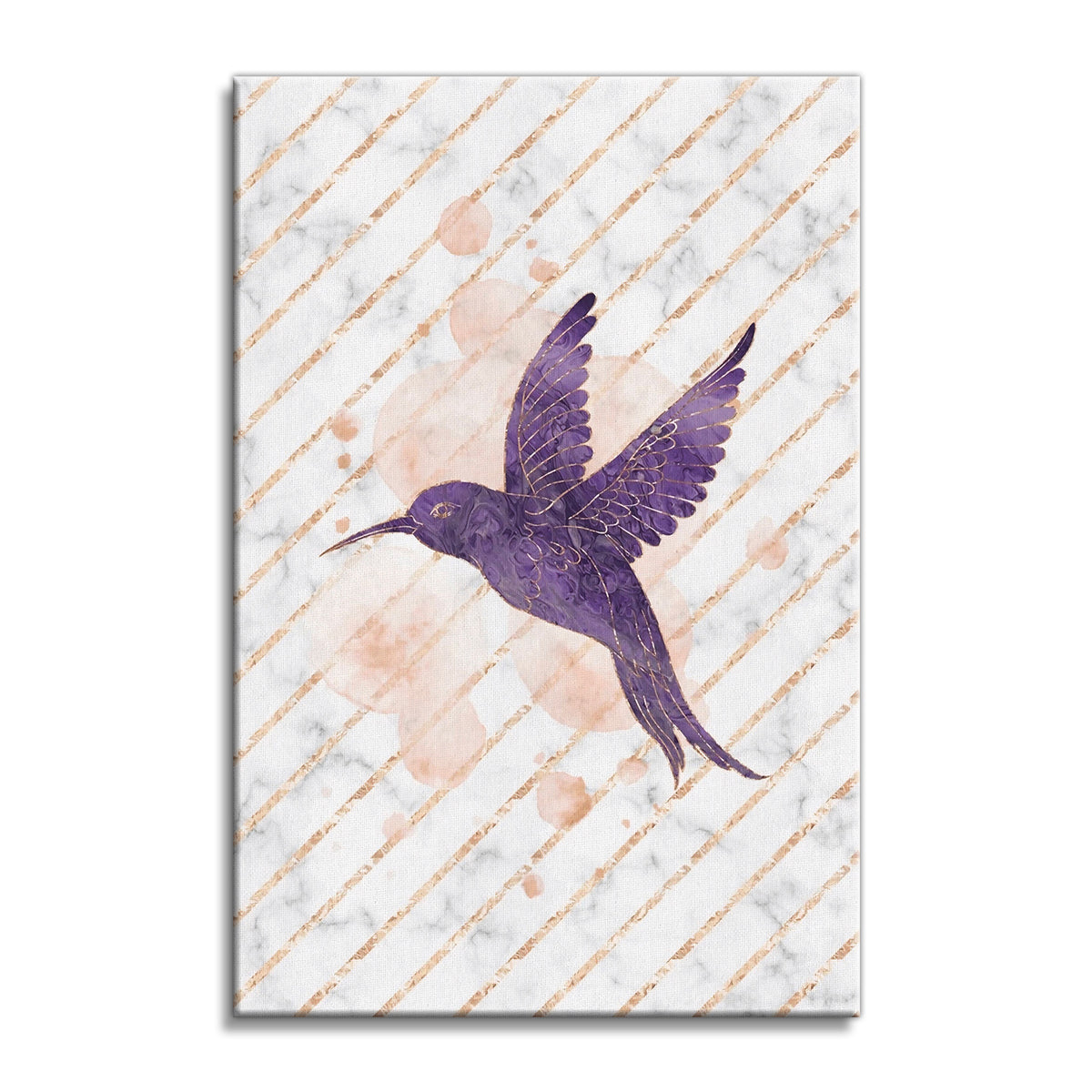 Purple Hummingbird Canvas Wall Art – Minimal Bird Wall Decor