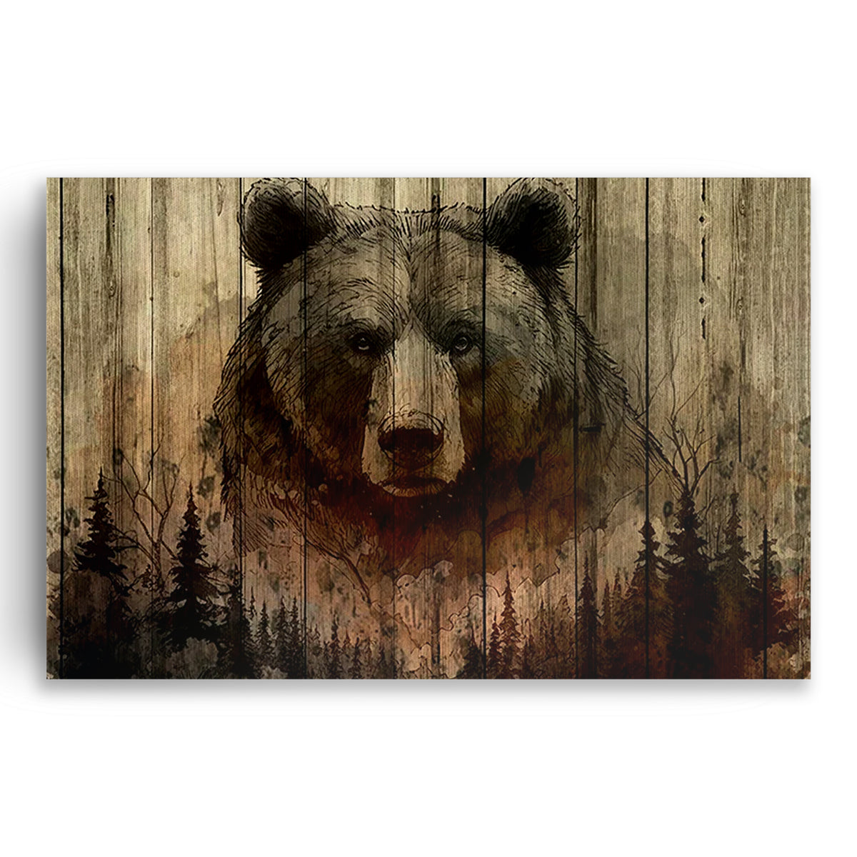 Rustic Woodland Bear Canvas – Cabin And Lodge Wall Art