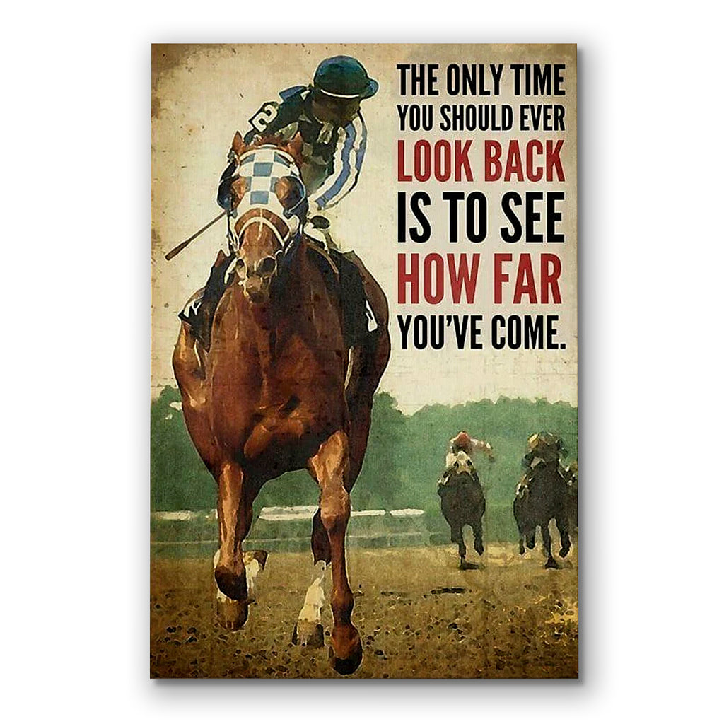 Horse Racing Look Back Canvas – Equestrian Motivational Wall Art
