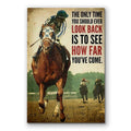 Horse Racing Look Back Canvas – Equestrian Motivational Wall Art