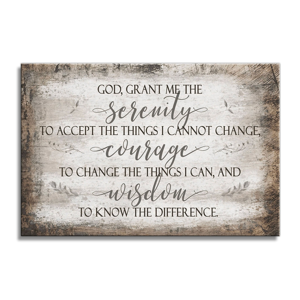 Serenity Prayer Canvas Wall Art – Rustic Christian Wall Decor