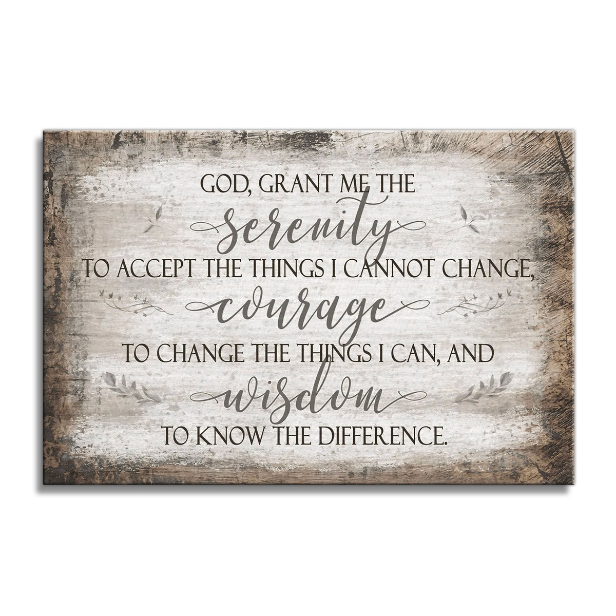 Serenity Prayer Canvas Wall Art – Rustic Christian Wall Decor