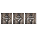 Thankful Grateful Blessed Set Of 3 Canvas – Thanksgiving Wall Art