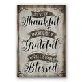 So Very Thankful Grateful Blessed Canvas – White Farmhouse Wall Art