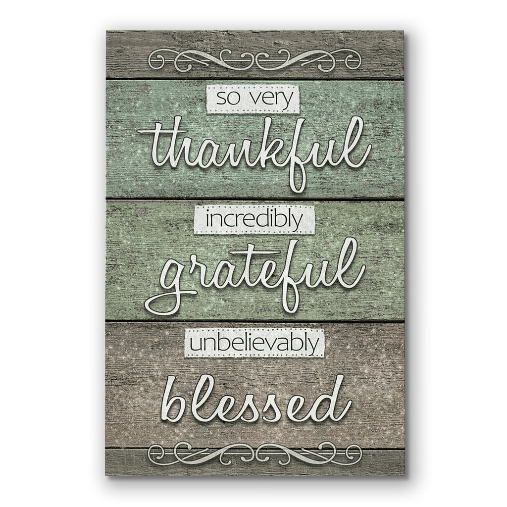 So Very Thankful Grateful Blessed Rustic Canvas – Distressed Wall Art