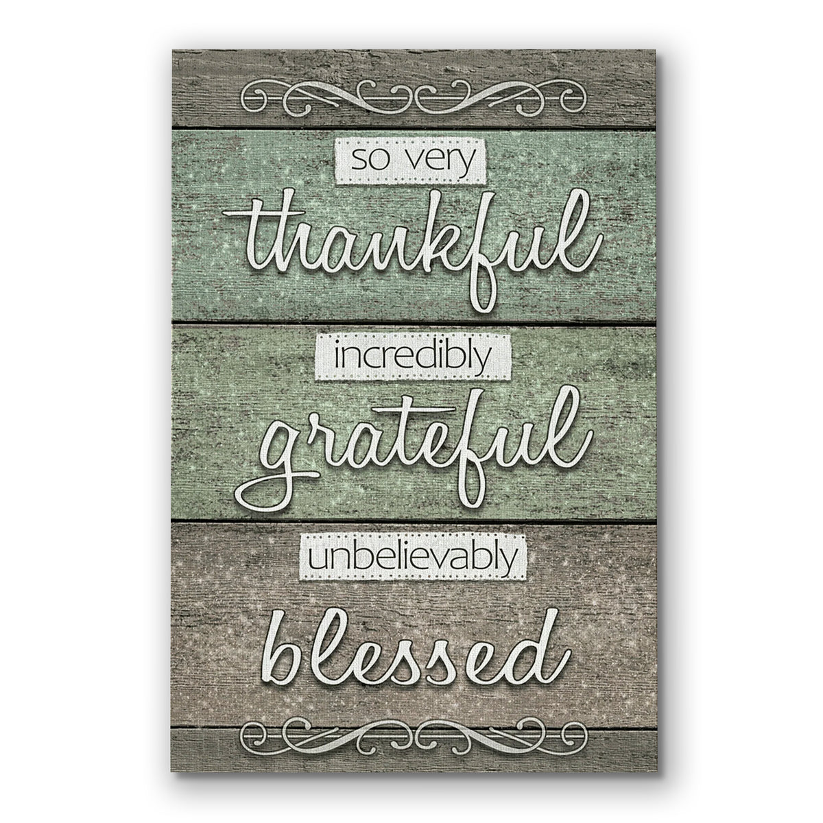 So Very Thankful Grateful Blessed Rustic Canvas – Distressed Wall Art