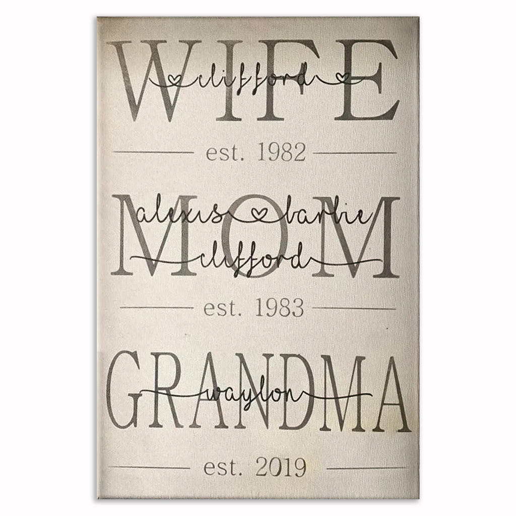 Wife Mom Grandma Canvas Wall Art – Gift For Mom And Grandma