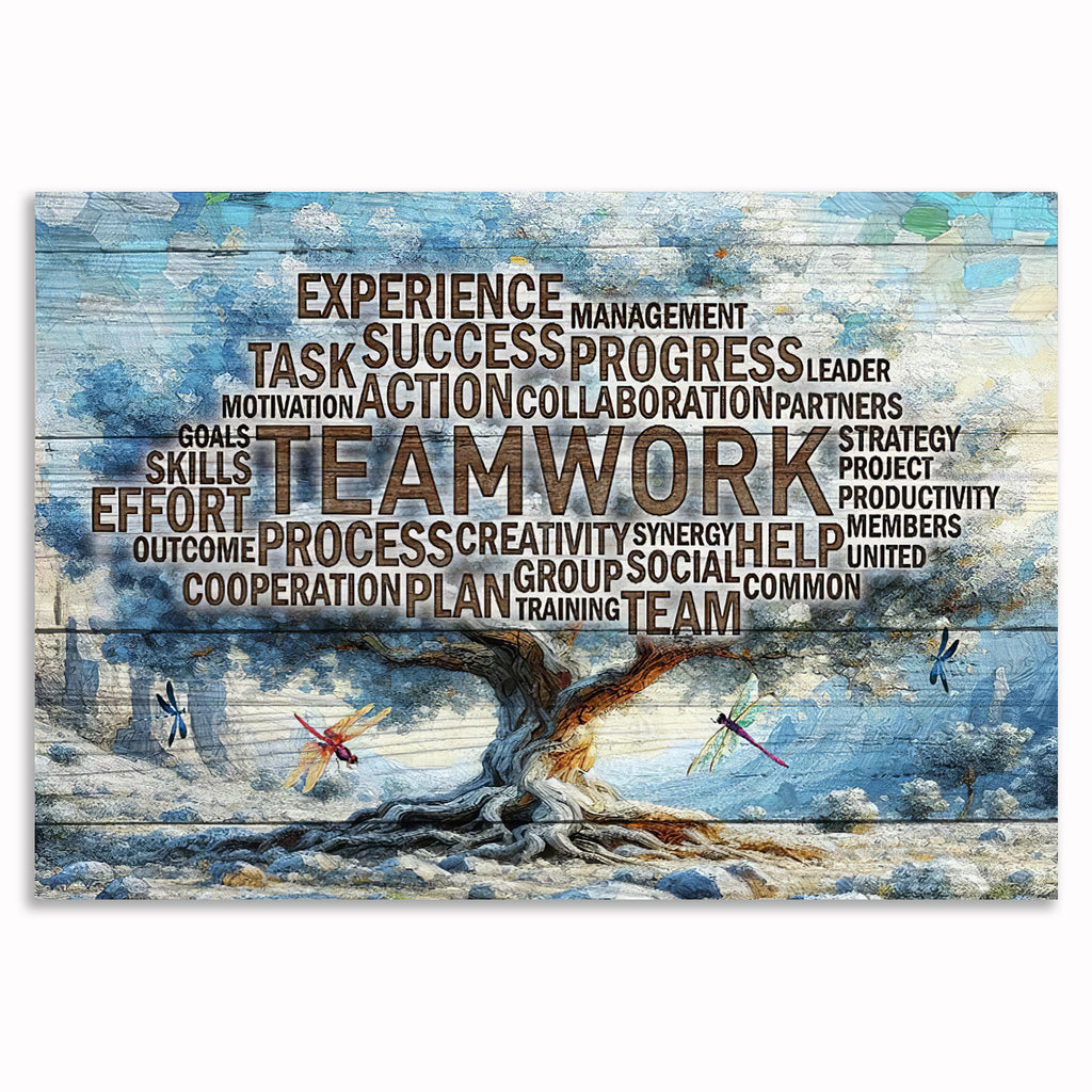 Teamwork Tree Canvas Wall Art – Motivational Office Wall Decor