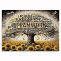 Teamwork Tree Sunflower Canvas – Motivational Office Wall Art