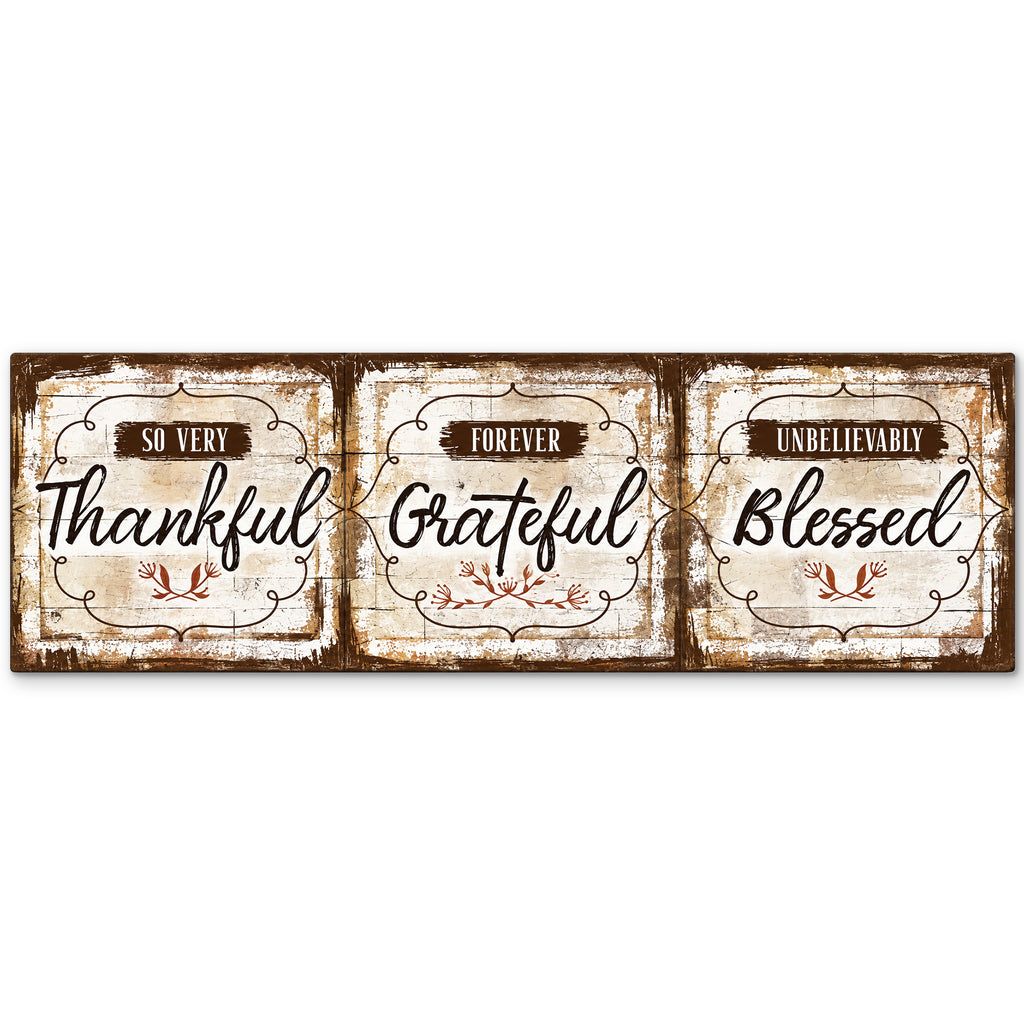 Thankful Grateful Blessed Panoramic Canvas – Wide Thanksgiving Wall