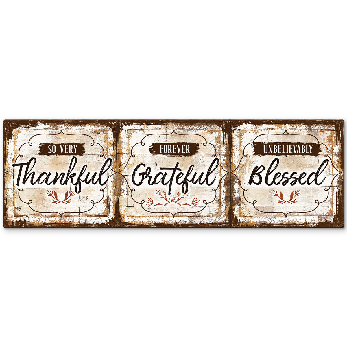 Thankful Grateful Blessed Panoramic Canvas – Wide Thanksgiving Wall