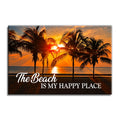 The Beach Is My Happy Place Canvas – Coastal Sunset Wall Art