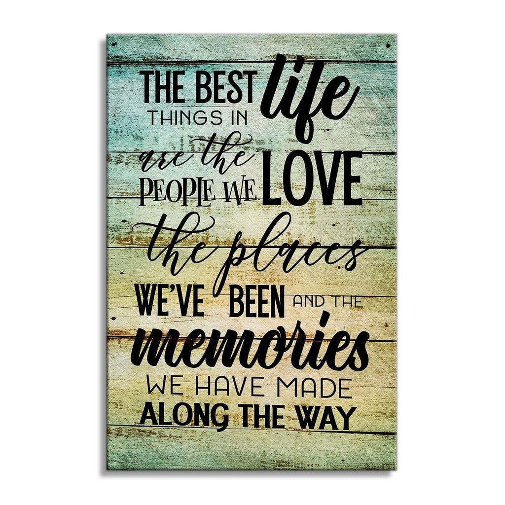 The Best Things In Life Canvas – Navy Family Quote Wall Art