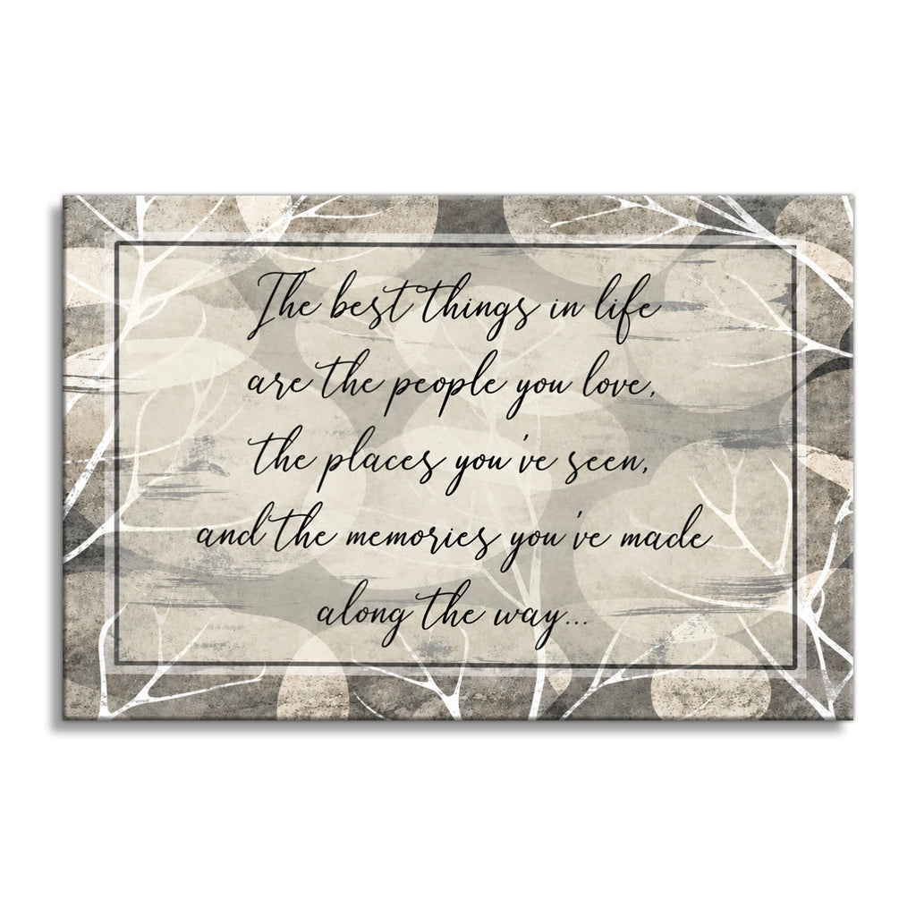 The Best Things In Life Rustic Canvas – Grey Farmhouse Family Wall Art