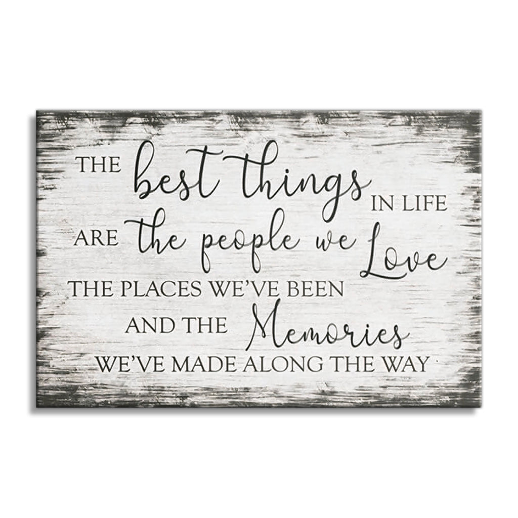 The Best Things In Life Canvas – White Rustic Family Wall Art