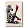 Zebra In Red Heels Canvas – Funny Glamorous Animal Wall Art