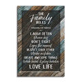 The Family Rules Canvas Wall Art – Teal Rustic House Rules Decor