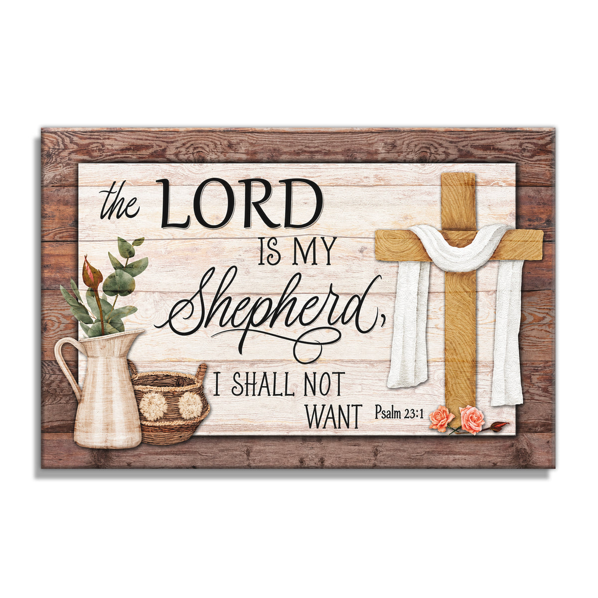 The Lord Is My Shepherd Canvas – Psalm 23 Christian Wall Decor