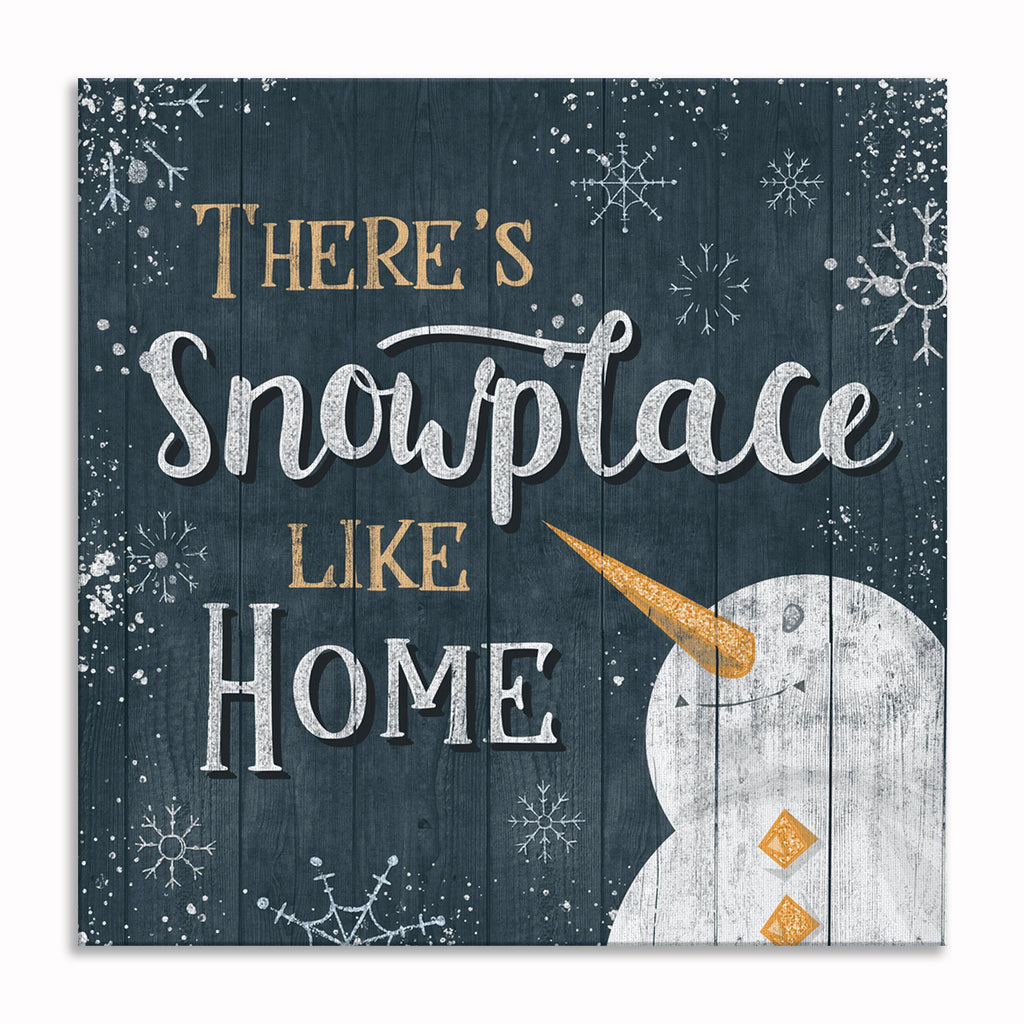 There's Snowplace Like Home Canvas – Blue Christmas Square Wall Art