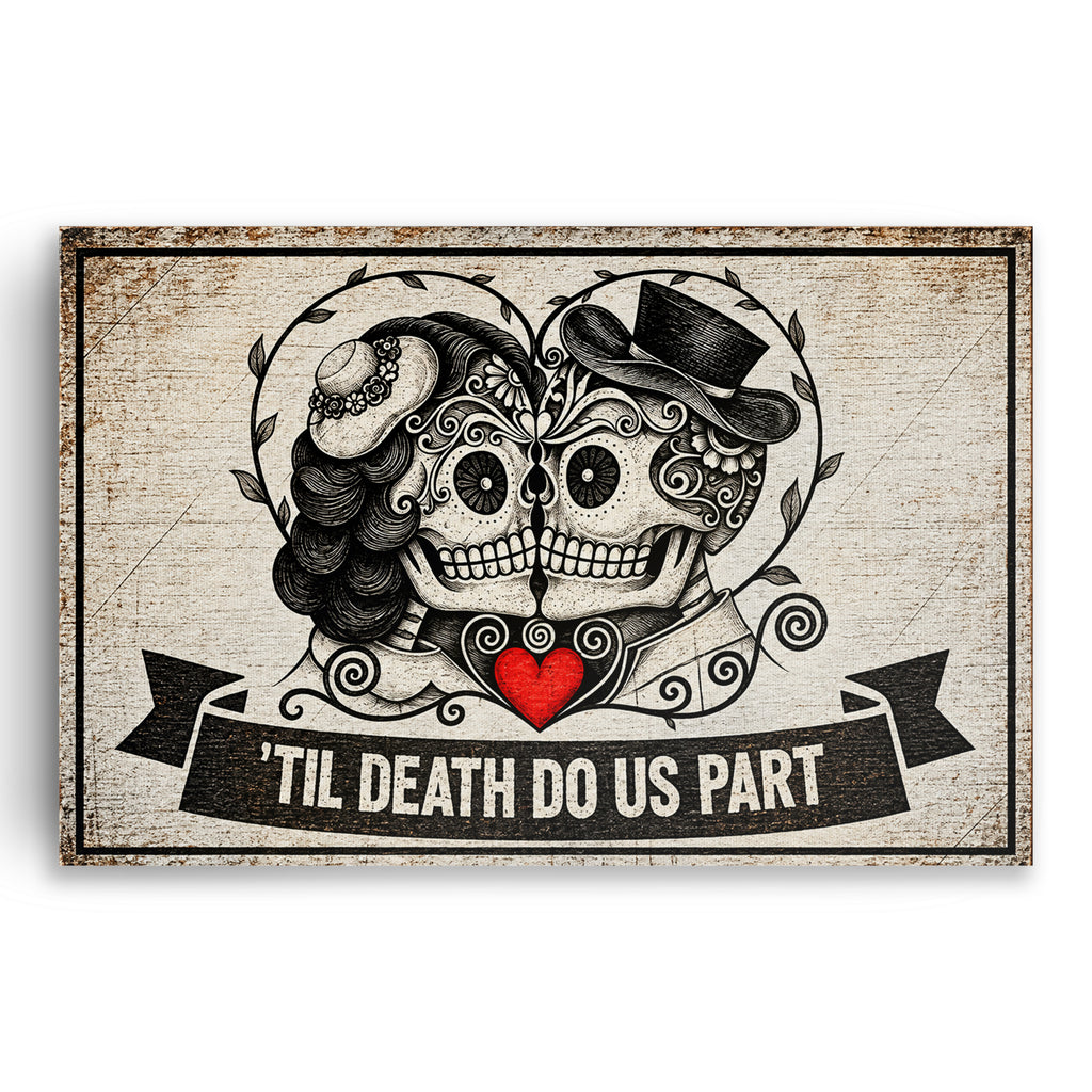 Til Death Do Us Part Sugar Skull Canvas – Alternative Couple Wall Art