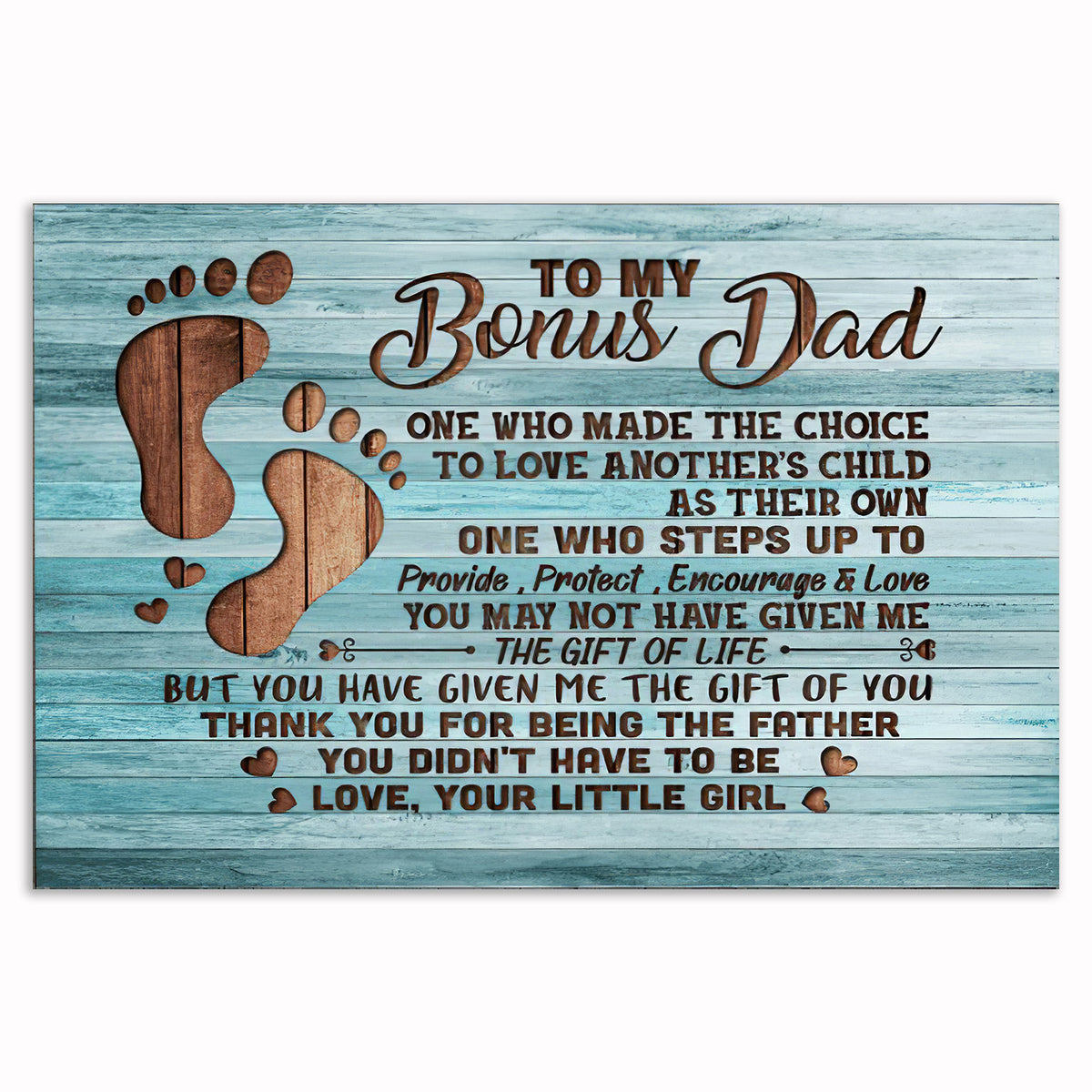 To My Bonus Dad Canvas – Baby Feet Stepfather Father's Day Wall Art