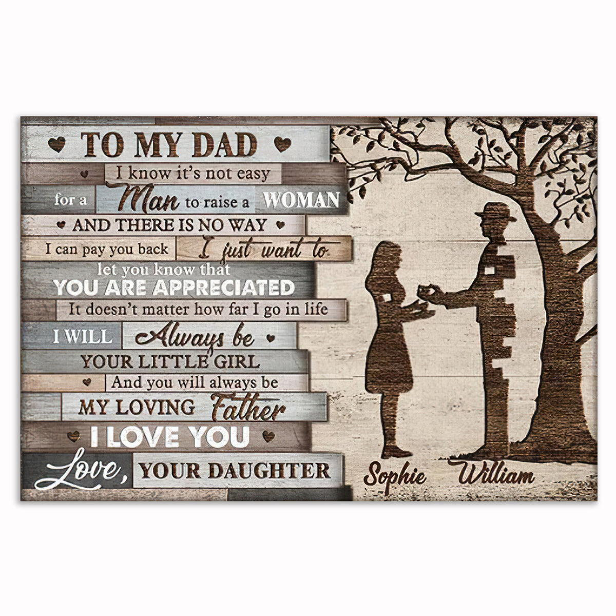 To My Dad I Know It's Not Easy Canvas – Father's Day Wall Art