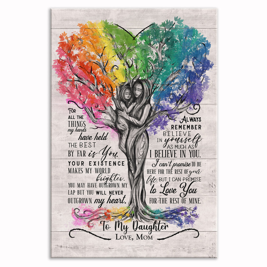 To My Daughter Love Mom Tree Canvas – Gift For Daughter Wall Art
