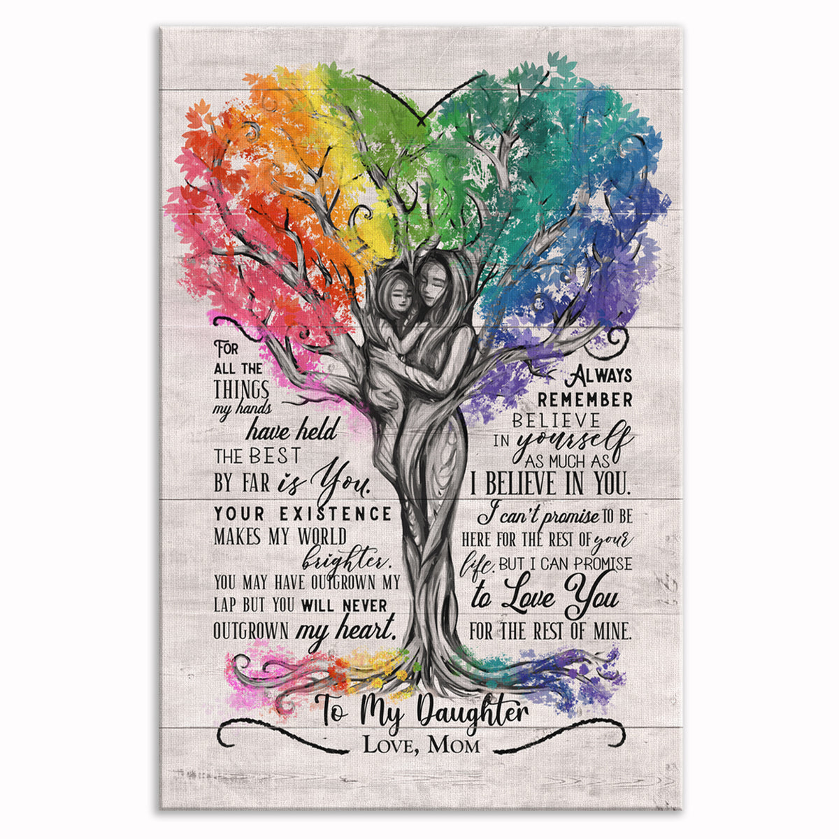 To My Daughter Love Mom Tree Canvas – Gift For Daughter Wall Art