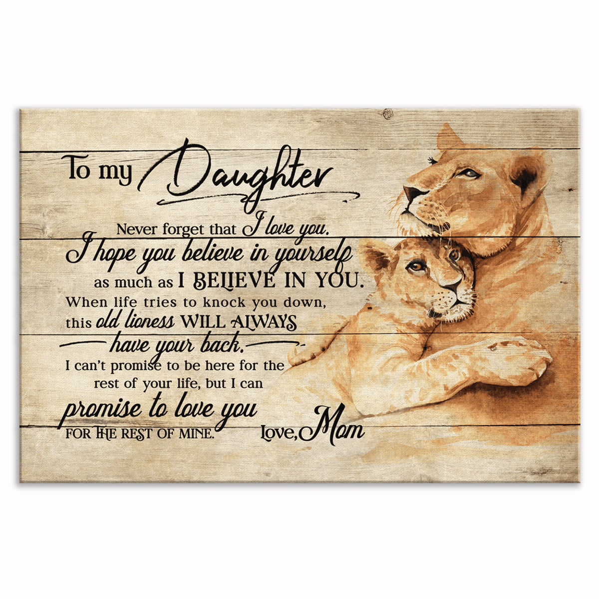 To My Daughter Lioness Canvas – Watercolour Gift For Daughter Wall Art