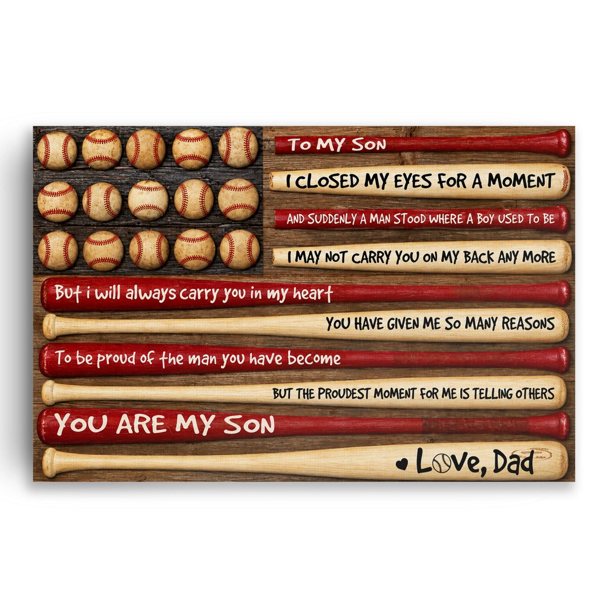To My Son Baseball Canvas – Father's Letter Sports Wall Art