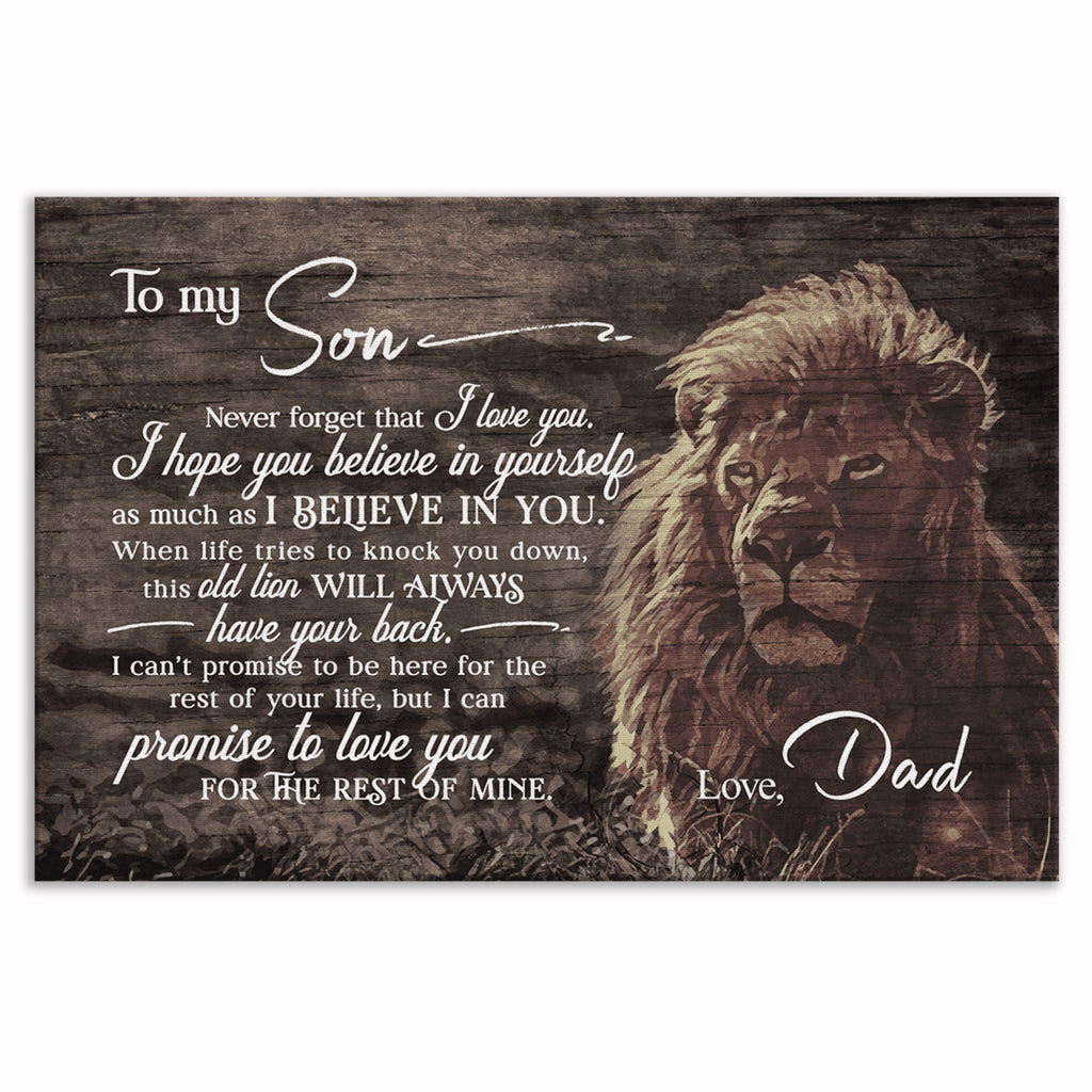 To My Son Lion Canvas – Gift For Son Father's Letter Wall Art