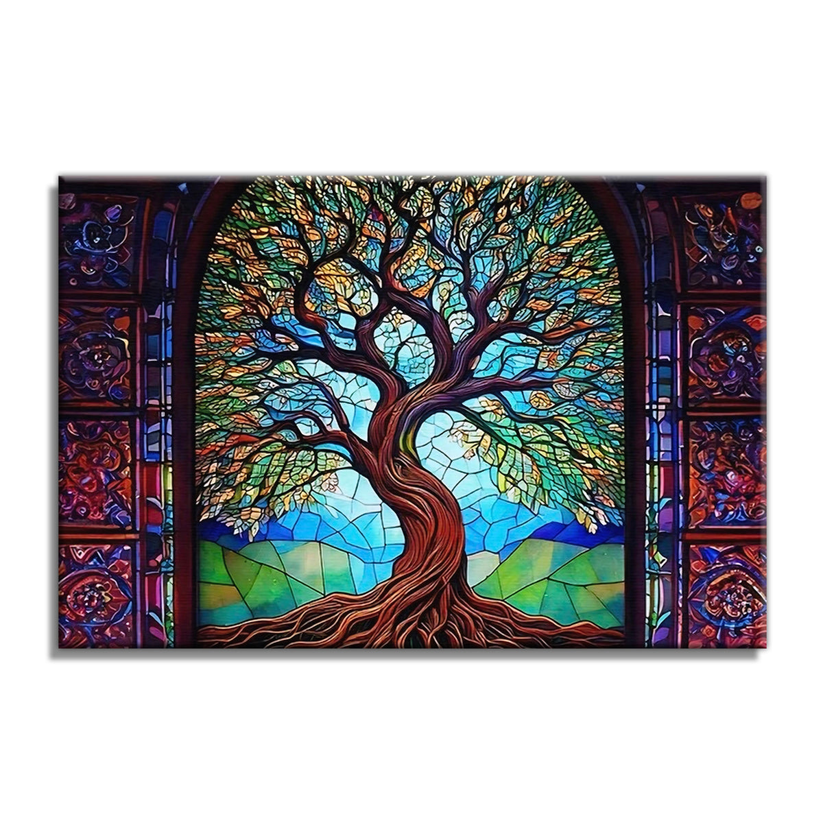 Tree Of Life Canvas – Purple Teal Meditation Wall Art