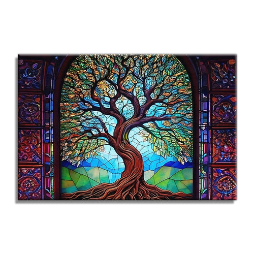Tree Of Life Canvas – Purple Teal Meditation Wall Art