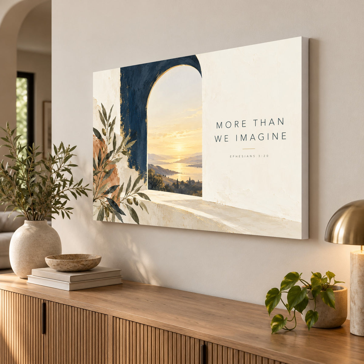 Abundant Horizon - Sunlit Arch Wall Art, Canvas or Poster - angled canvas view