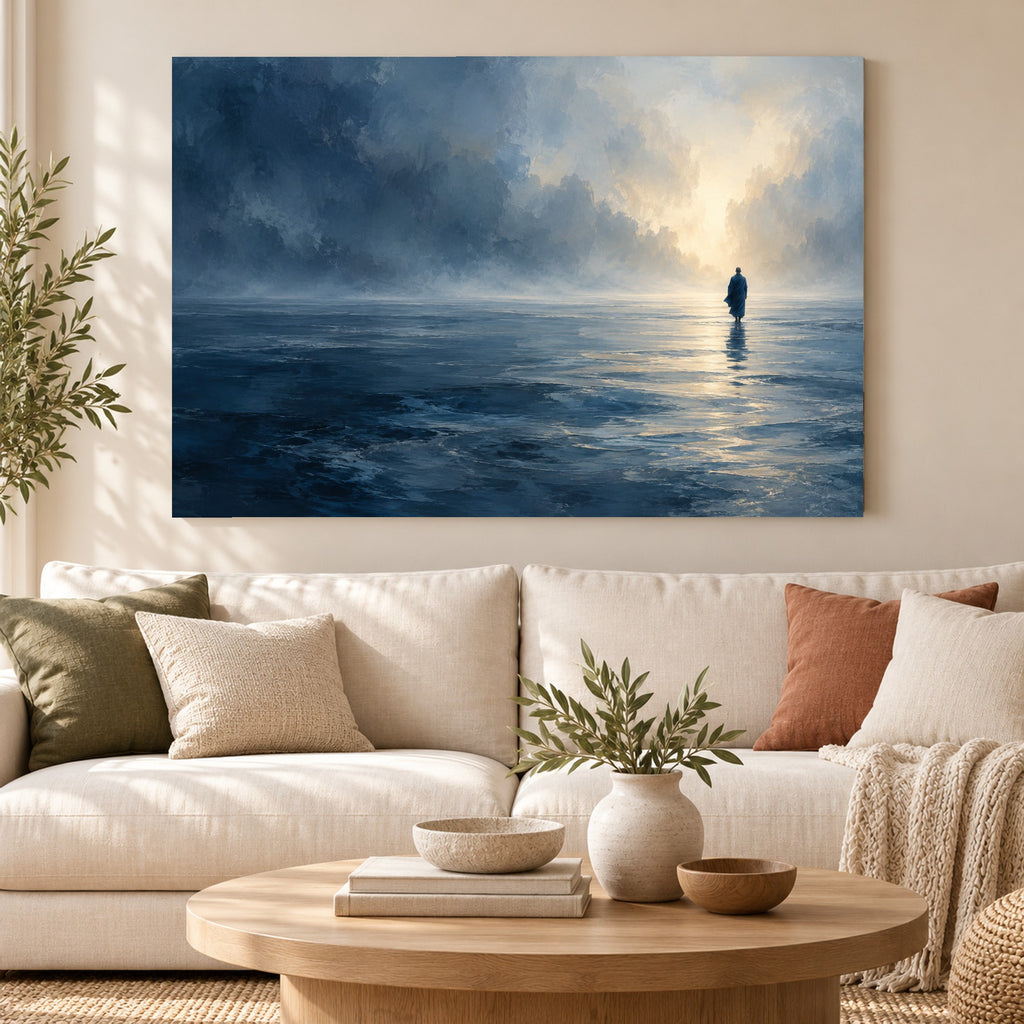 Across the Still Water - Walking on Water Wall Art, Canvas or Poster - 01-hero