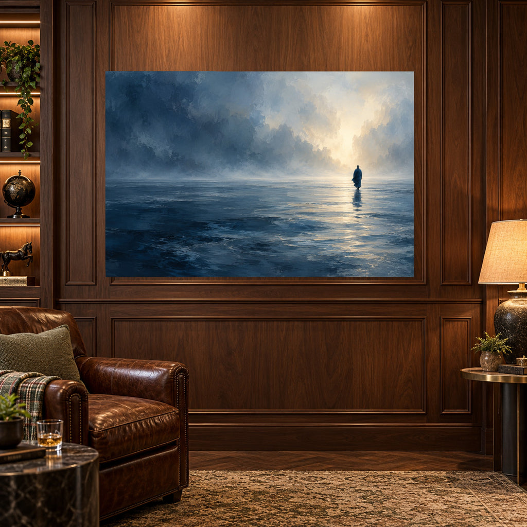Across the Still Water - Walking on Water Wall Art, Canvas or Poster - 03-man-cave