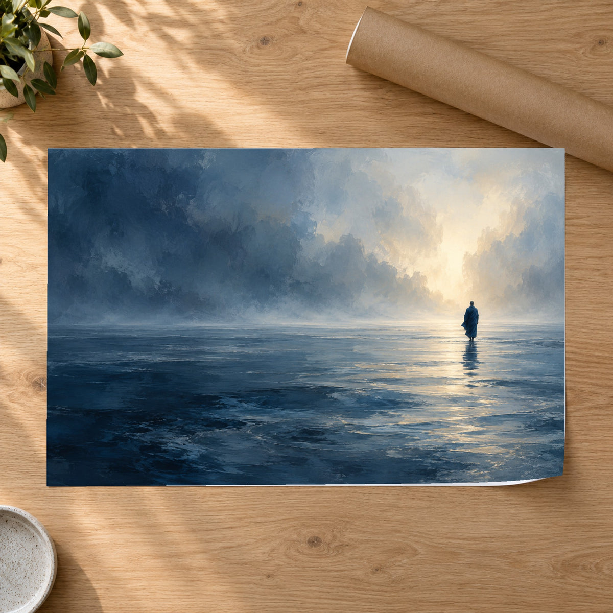 Across the Still Water - Walking on Water Wall Art, Canvas or Poster - 07-poster