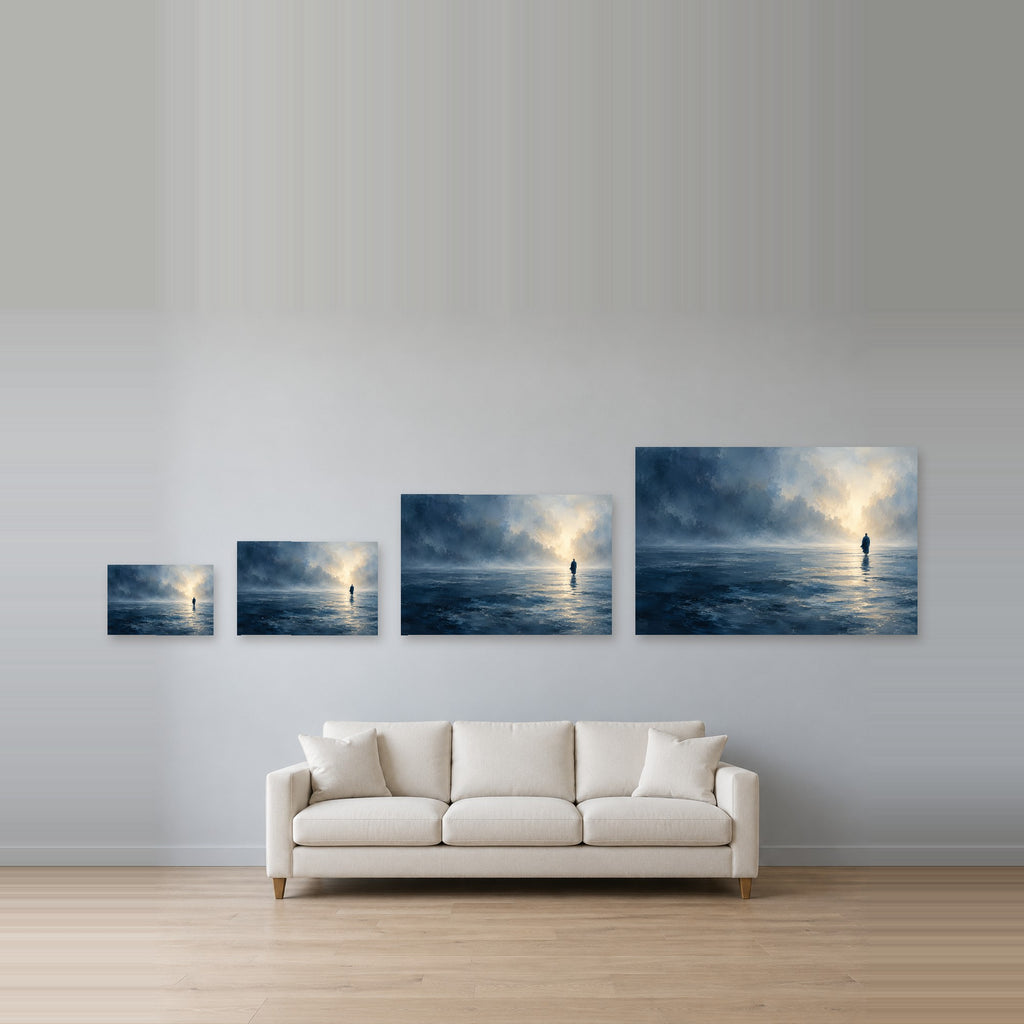 Across the Still Water - Walking on Water Wall Art, Canvas or Poster - 08-size-guide