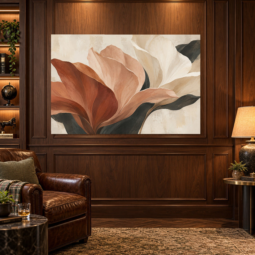 Petal Architecture - Earth Tone Floral Wall Art, Canvas or Poster - 03-man-cave