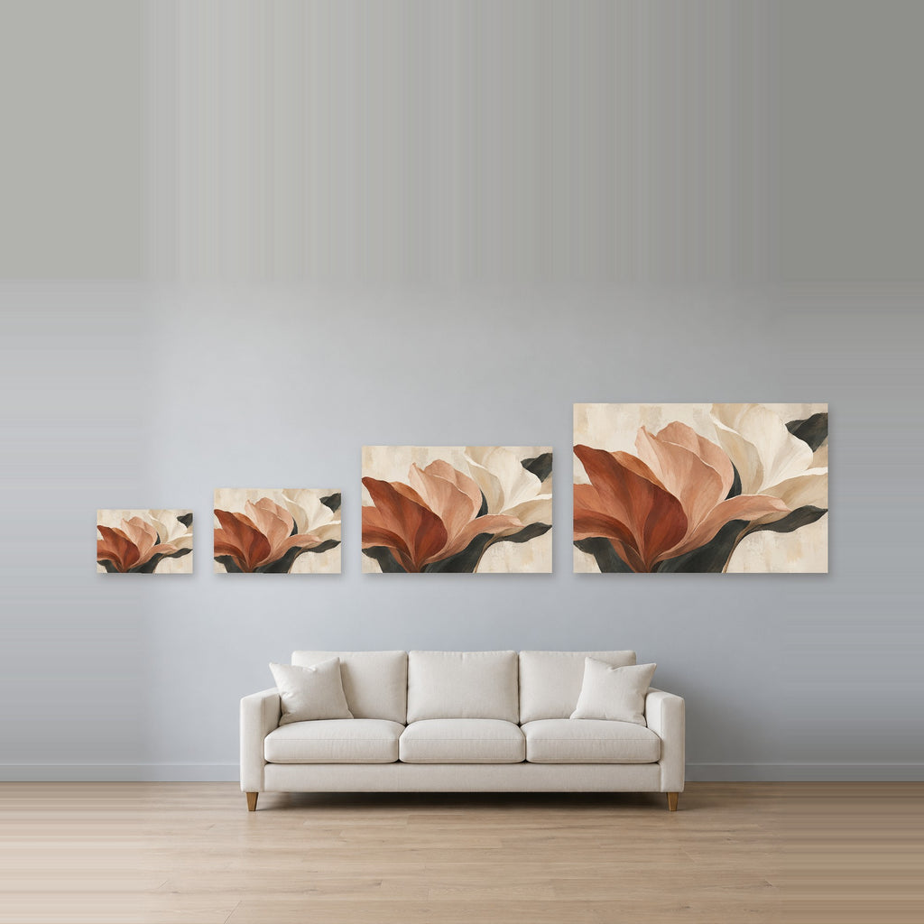 Petal Architecture - Earth Tone Floral Wall Art, Canvas or Poster - 08-size-guide