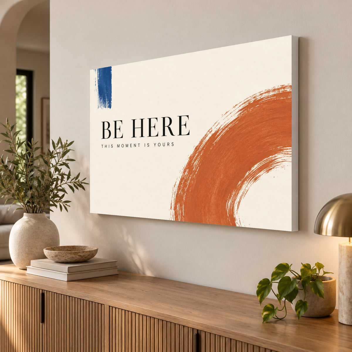 This Moment - Be Here Typography Wall Art, Canvas or Poster - 02-angle