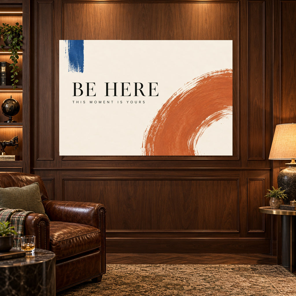 This Moment - Be Here Typography Wall Art, Canvas or Poster - 03-man-cave
