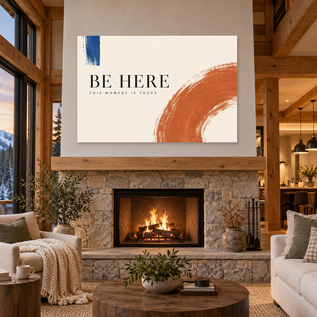 This Moment - Be Here Typography Wall Art, Canvas or Poster - 04-cabin