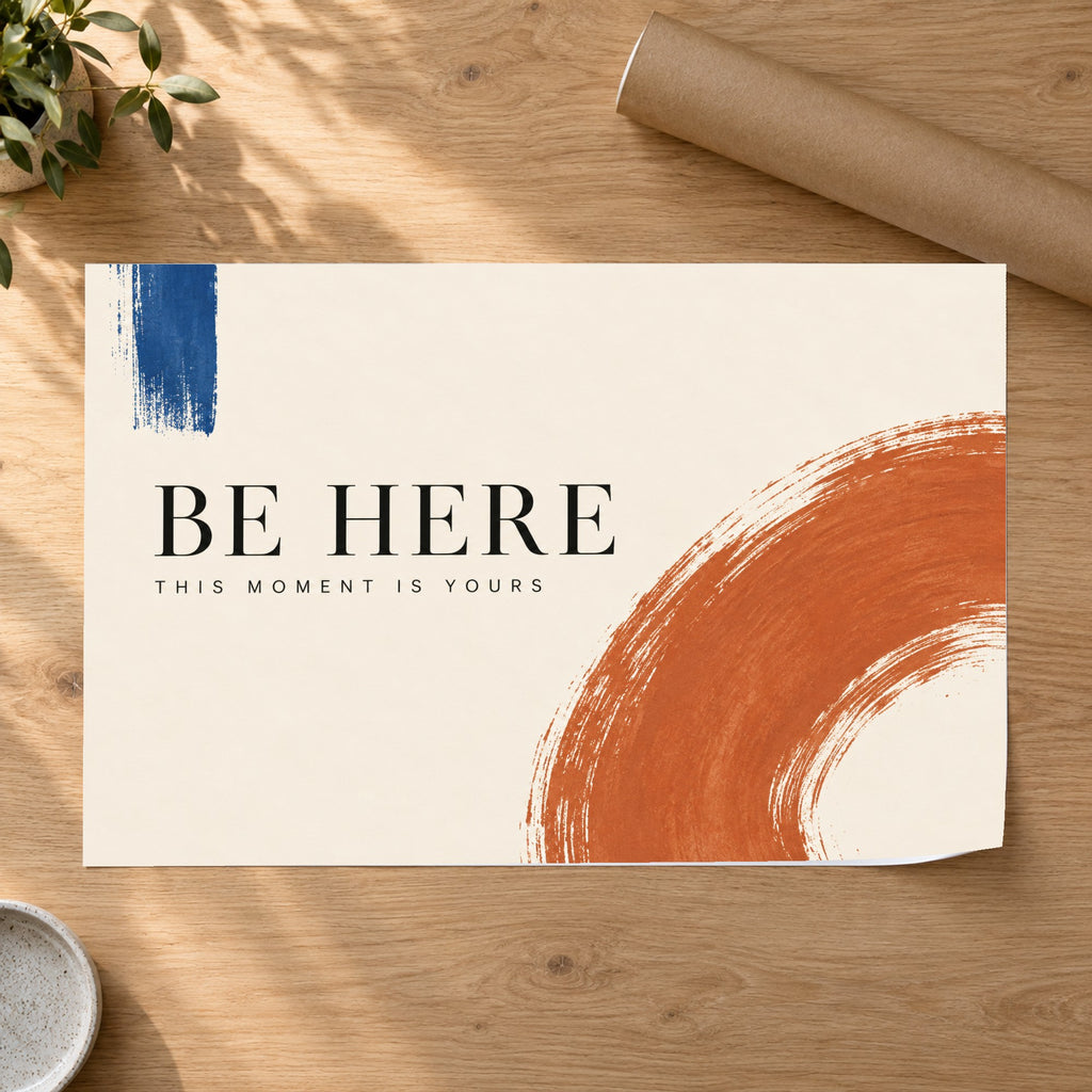 This Moment - Be Here Typography Wall Art, Canvas or Poster - 07-poster