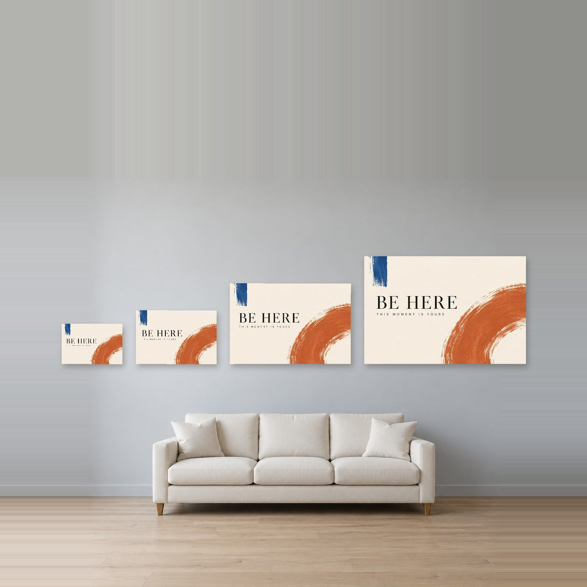 This Moment - Be Here Typography Wall Art, Canvas or Poster - 08-size-guide