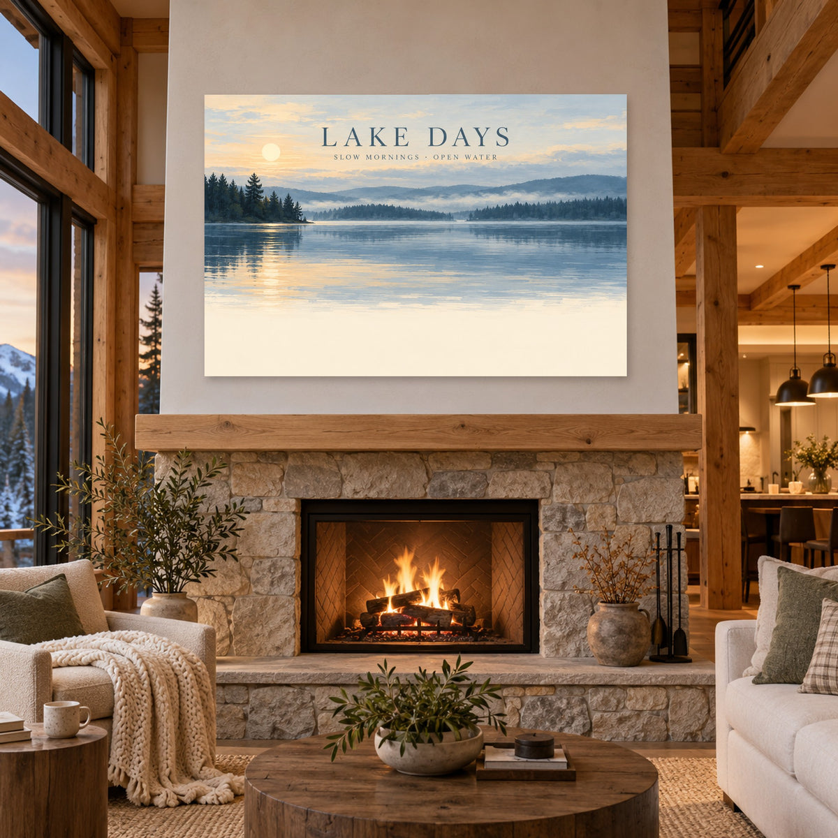 Lakeward - Lake Days Landscape Wall Art, Canvas or Poster - 04-cabin